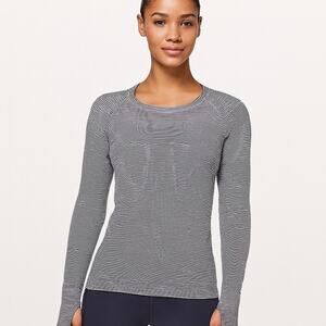 Lululemon Swiftly Striped Long Sleeve 2.0 Top Race Gray